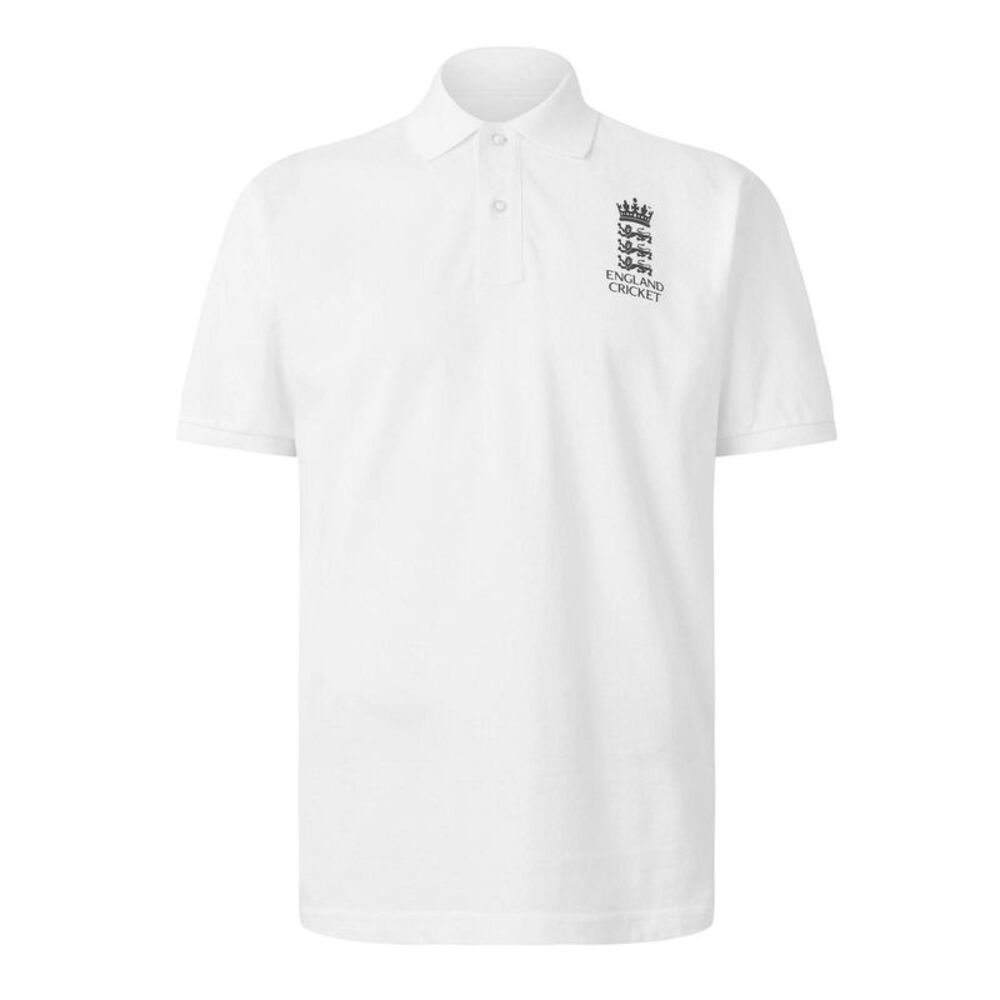 Castore Mens England Cricket Ribbed Polo Shirt / White